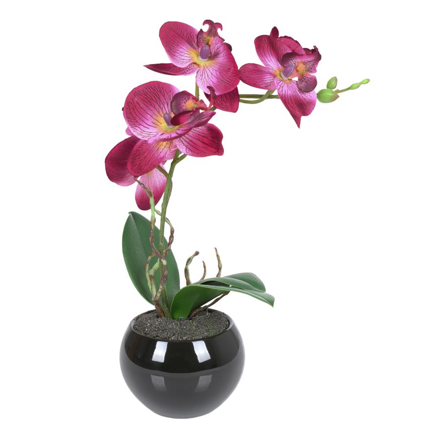 Künstliche Orchidee mit 1 Rispe Burgund 34cm