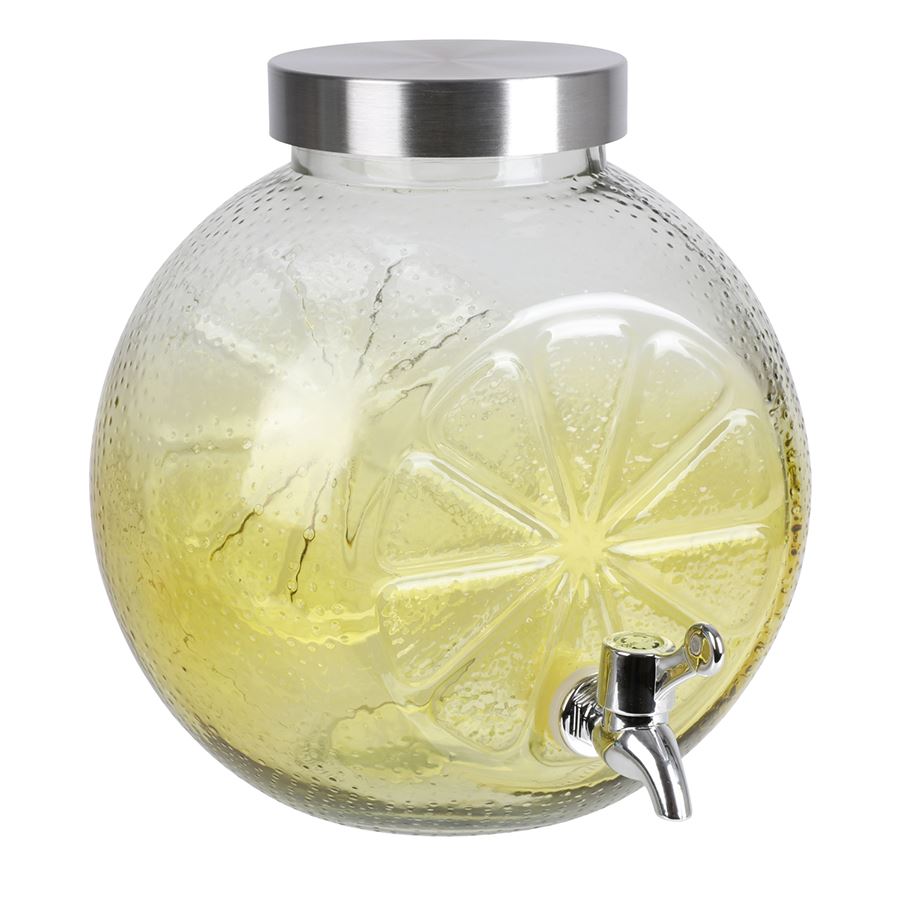 Glas-Getränkespender Zitrone 5L Gelb