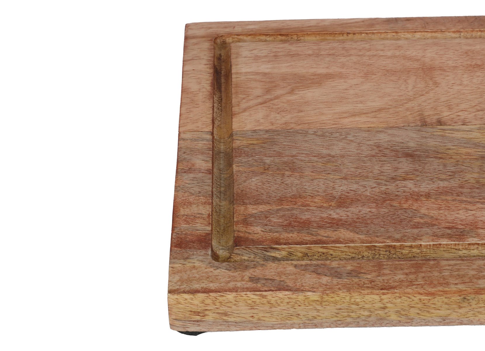 Schneidbrett mit Saftrinne aus Mangoholz 40x25x2,5cm Natur