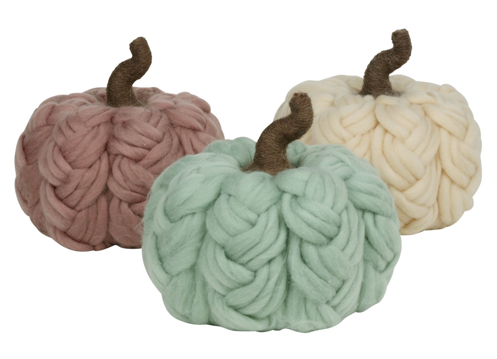 Deko-Kürbis aus Wolle 24cm Altrosa