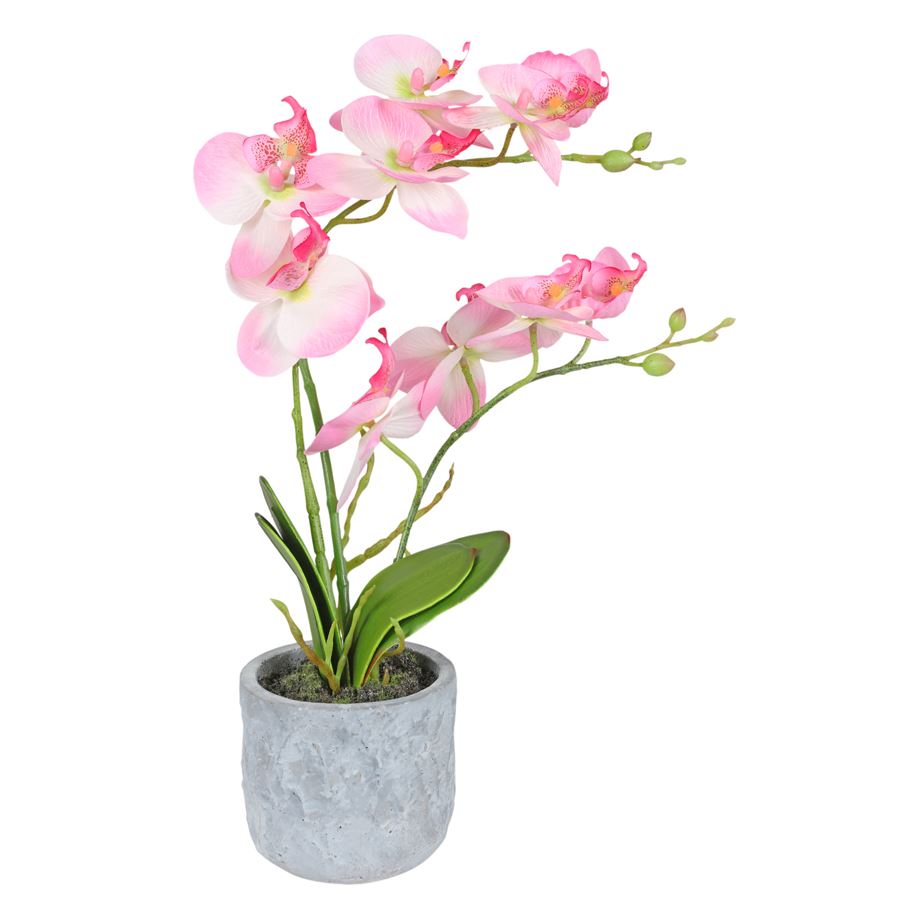 Künstliche Orchidee im Topf mit 2 Rispen Rosa 36cm