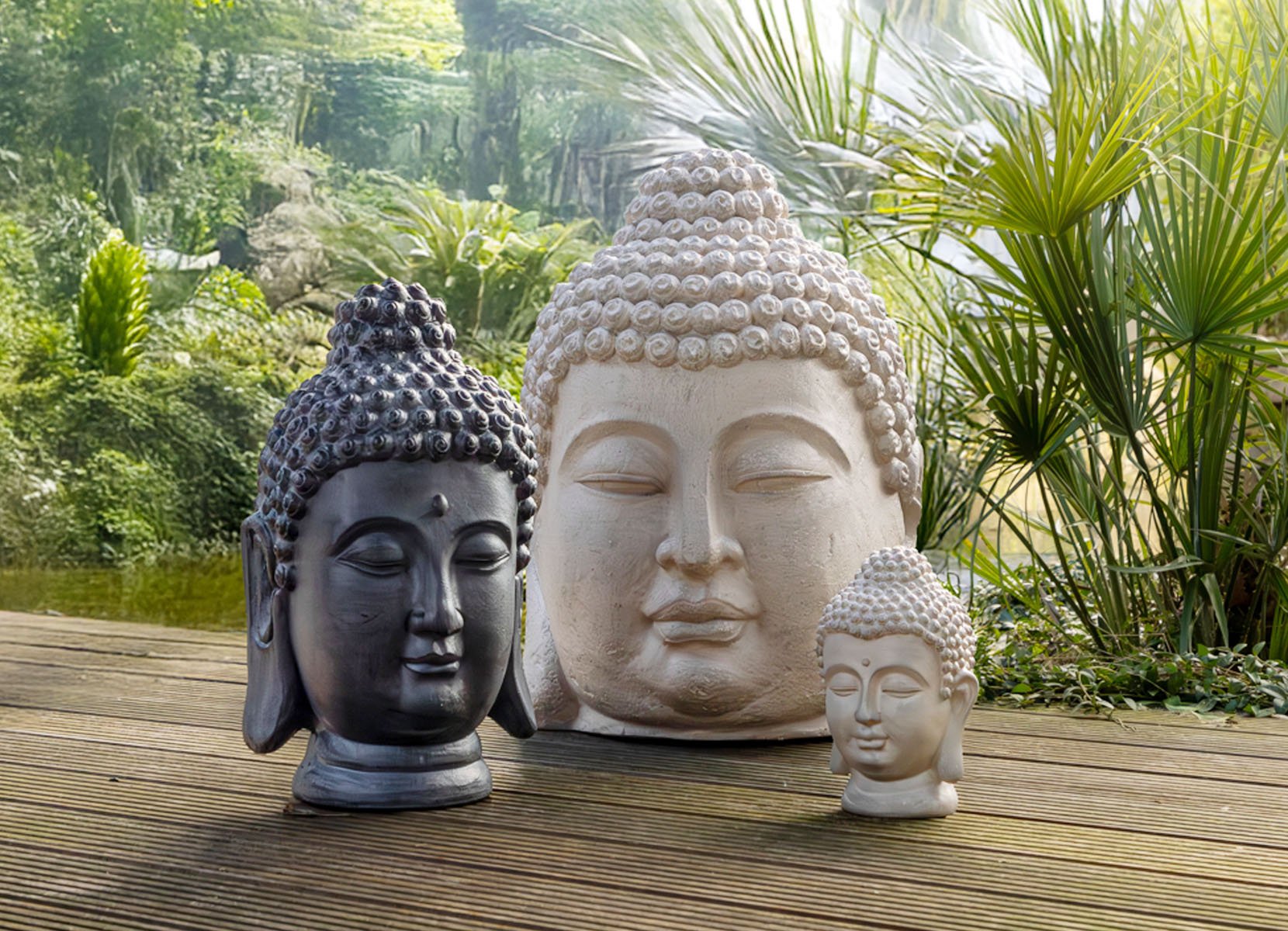 XXL Buddha Deko-Kopf 44x40x60cm Sand