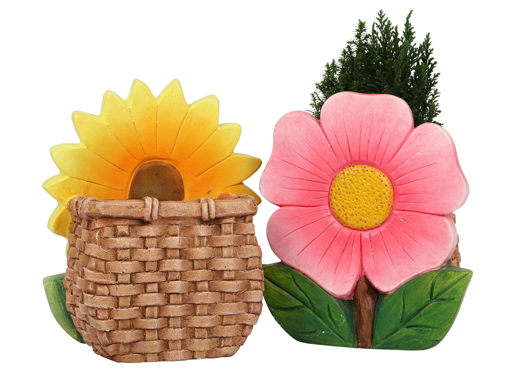 Blumentopf mit Blume aus Magnesia 25x30x17cm