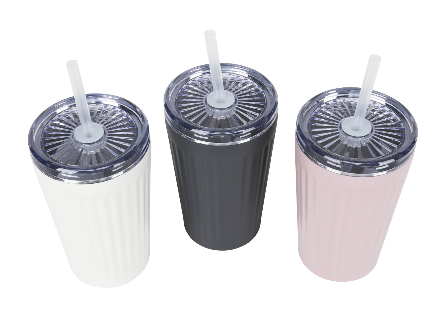 Isolier-Trinkbecher mit Trinkhalm 450ml aus Edelstahl