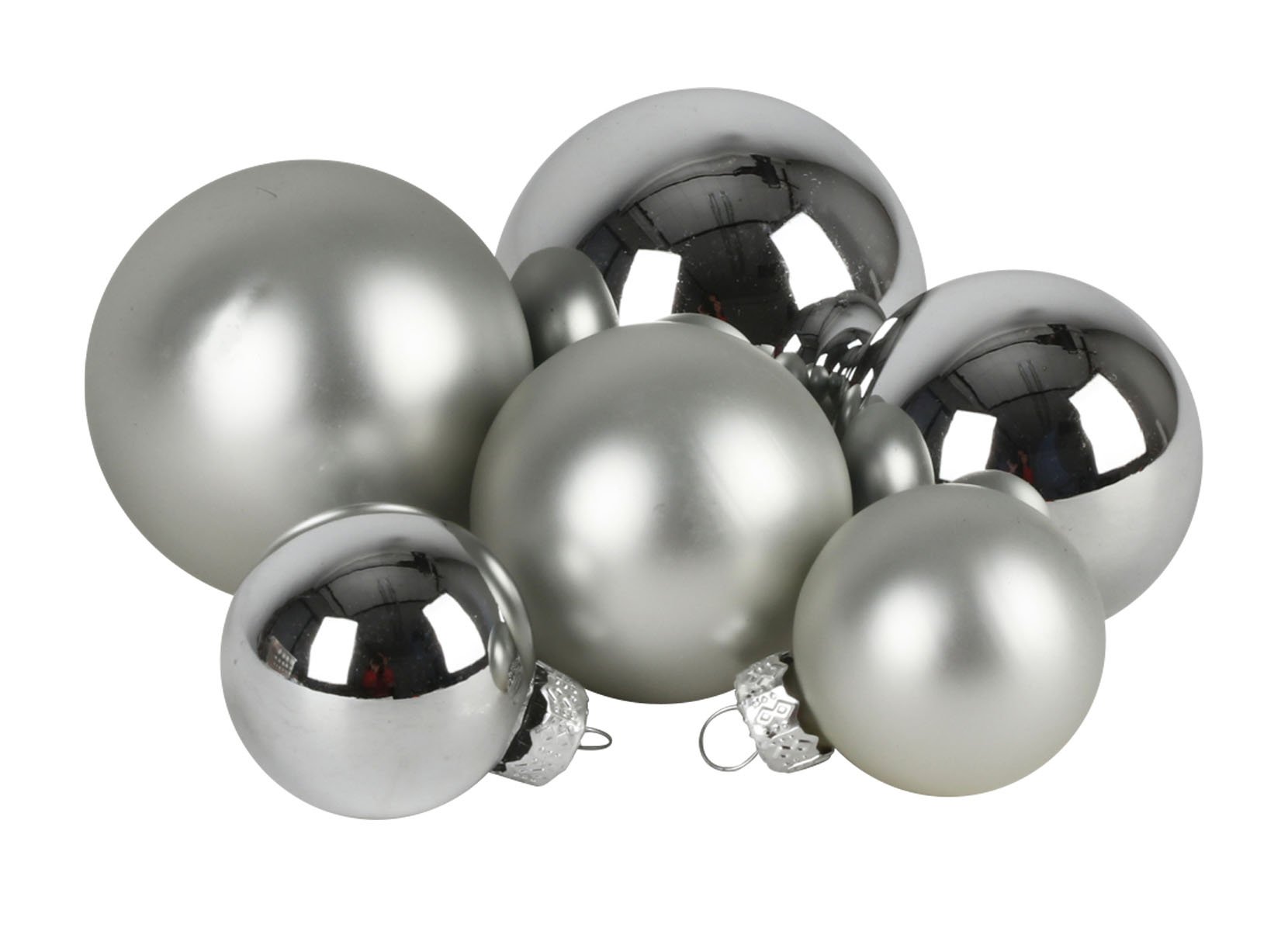 Weihnachtskugel-Set aus Glas 72-teilig Silber