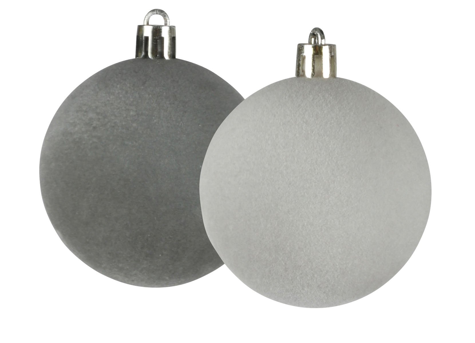 Weihnachtskugeln mit Samtüberzug 6cm 6er-Set Grau