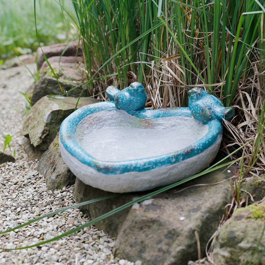 Vogeltränke Herz mit zwei Vögelchen