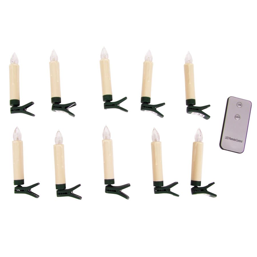 LED-Weihnachtsbaumkerzen 10cm mit Fernbedienung 10er-Set Natur