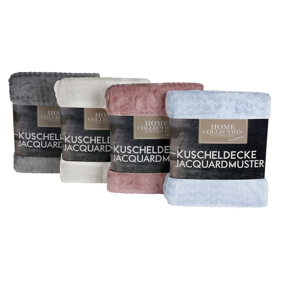 Kuscheldecke Jacquardmuster 150x200cm Creme