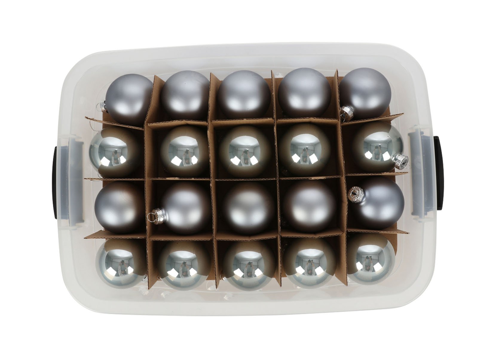 Weihnachtskugel-Set aus Glas 72-teilig Grau