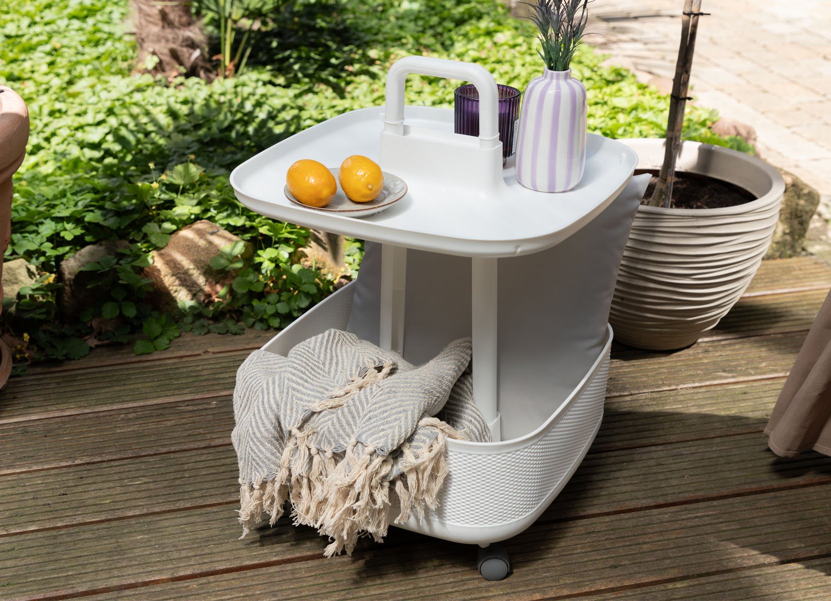 Dekorativer Tischwagen Lifestyle-Butler mit Griff 45x64x45cm Weiß