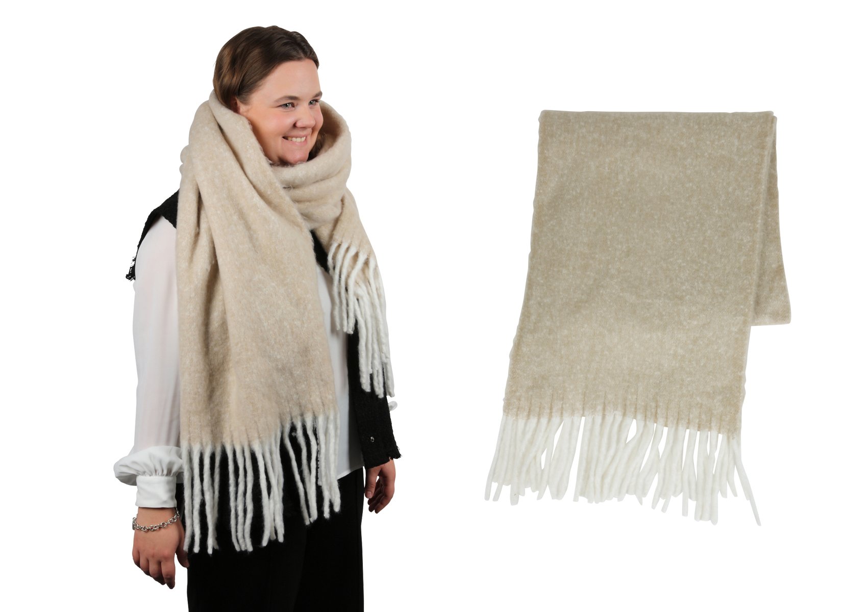 Kuschelweicher XXL-Schal mit Fransen 45x230cm Design 2