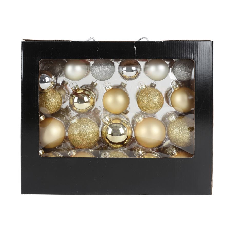 Weihnachtsbaumkugeln aus Glas 42er-Set Gold/Silber