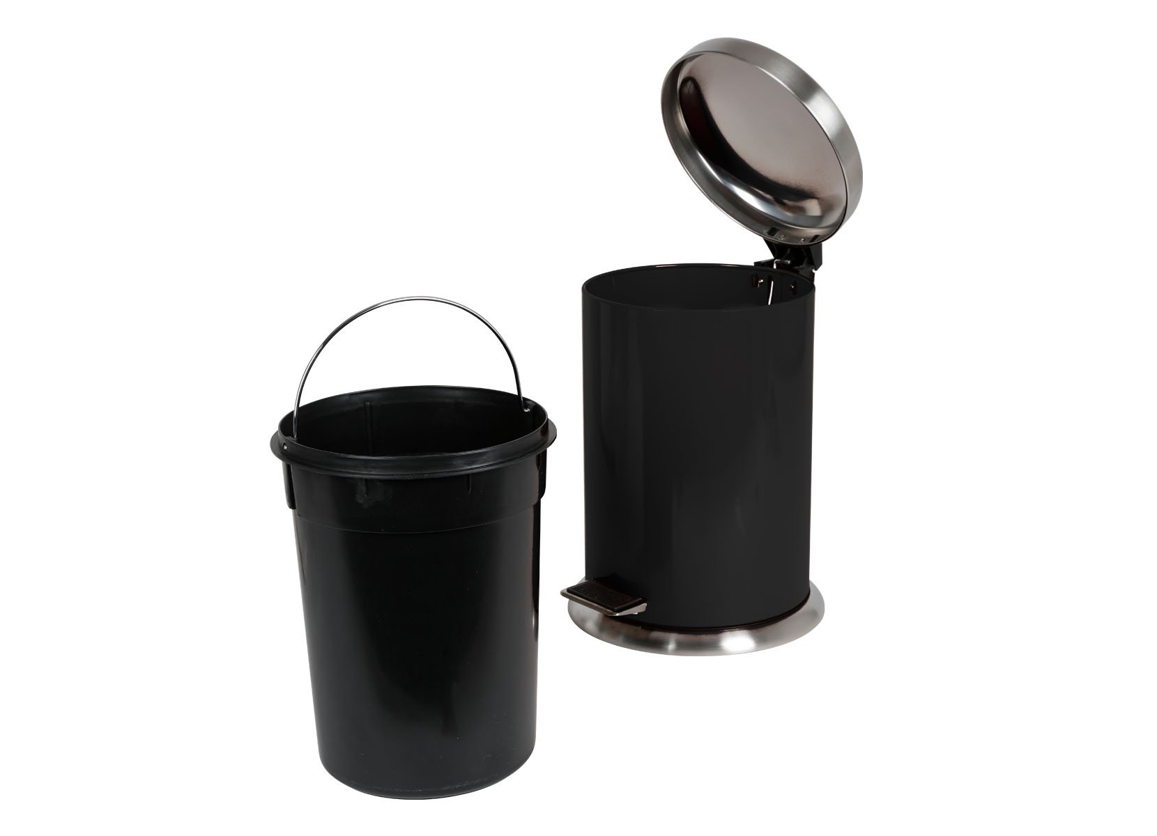 Edelstahl-Treteimer 12L Schwarz
