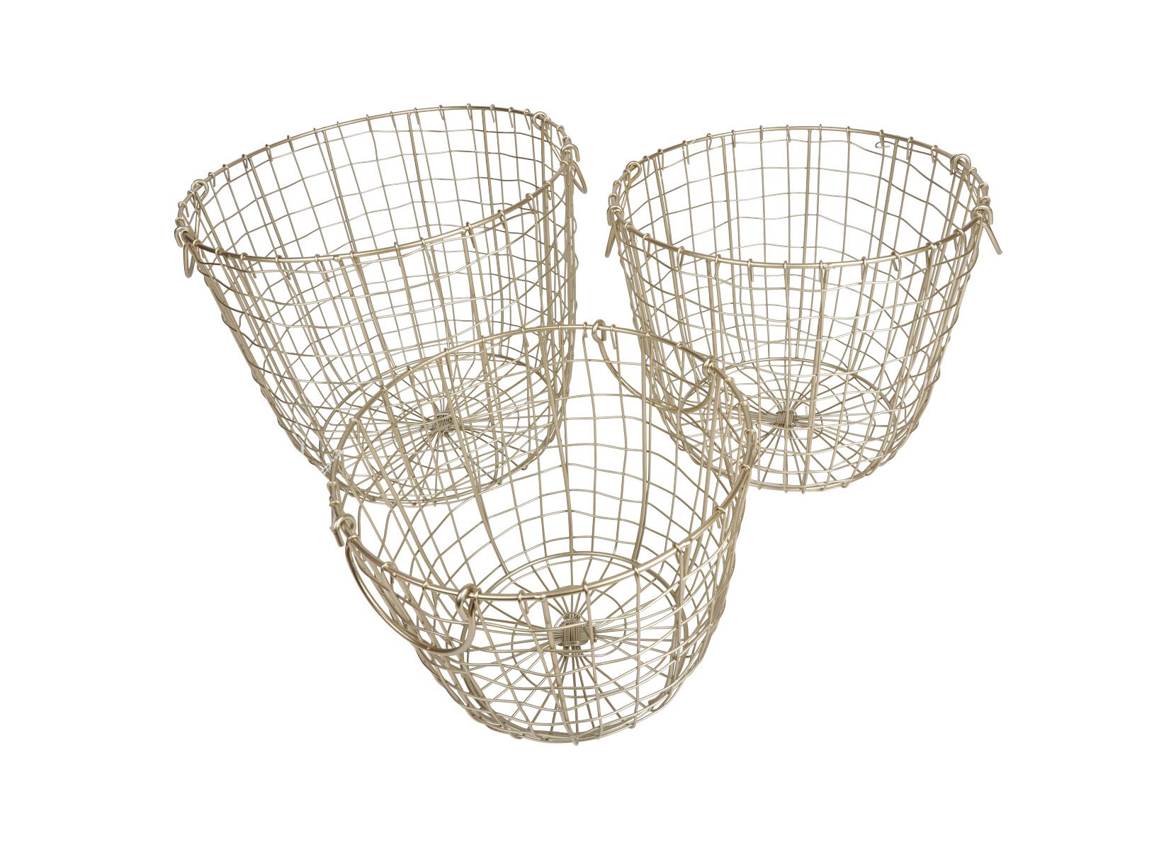 Metall-Drahtkörbe mit Griffen 3er-Set Gold