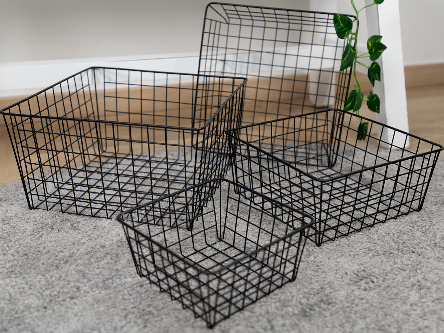Metall-Dekokörbe 4er-Set Schwarz