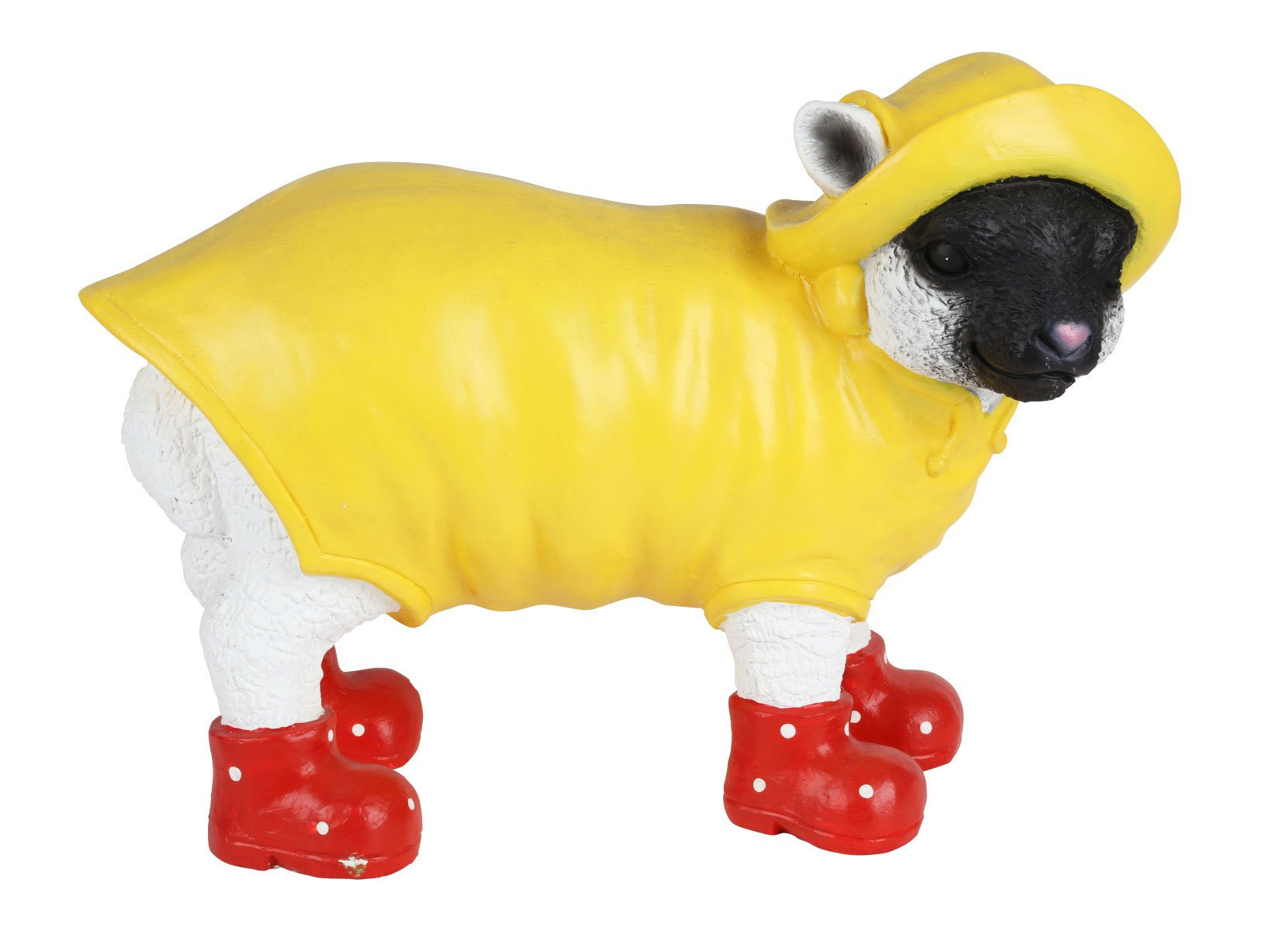 Tierfigur mit Regenmantel und Gummistiefeln 42x18x30cm Lamm