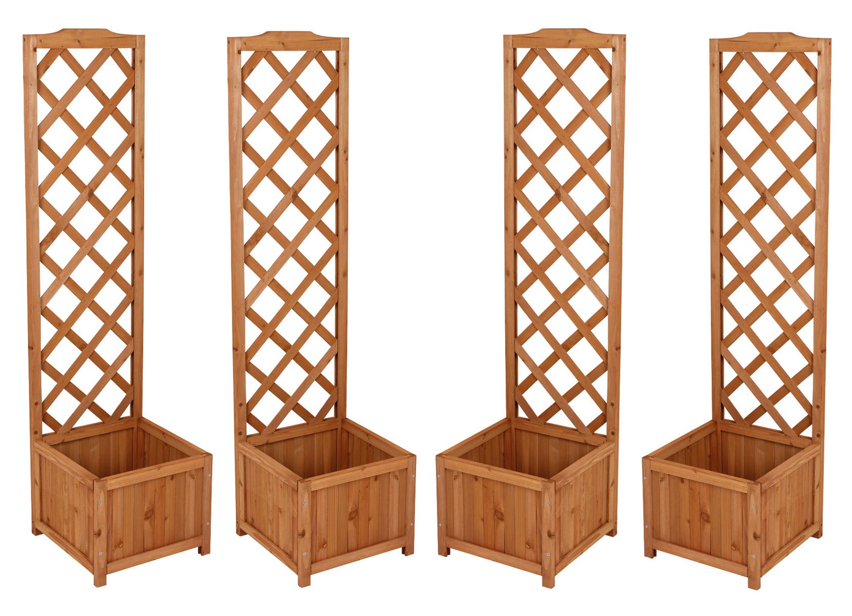 Pflanzkübel mit Rankhilfe aus Holz 146cm 4er-Set Natur