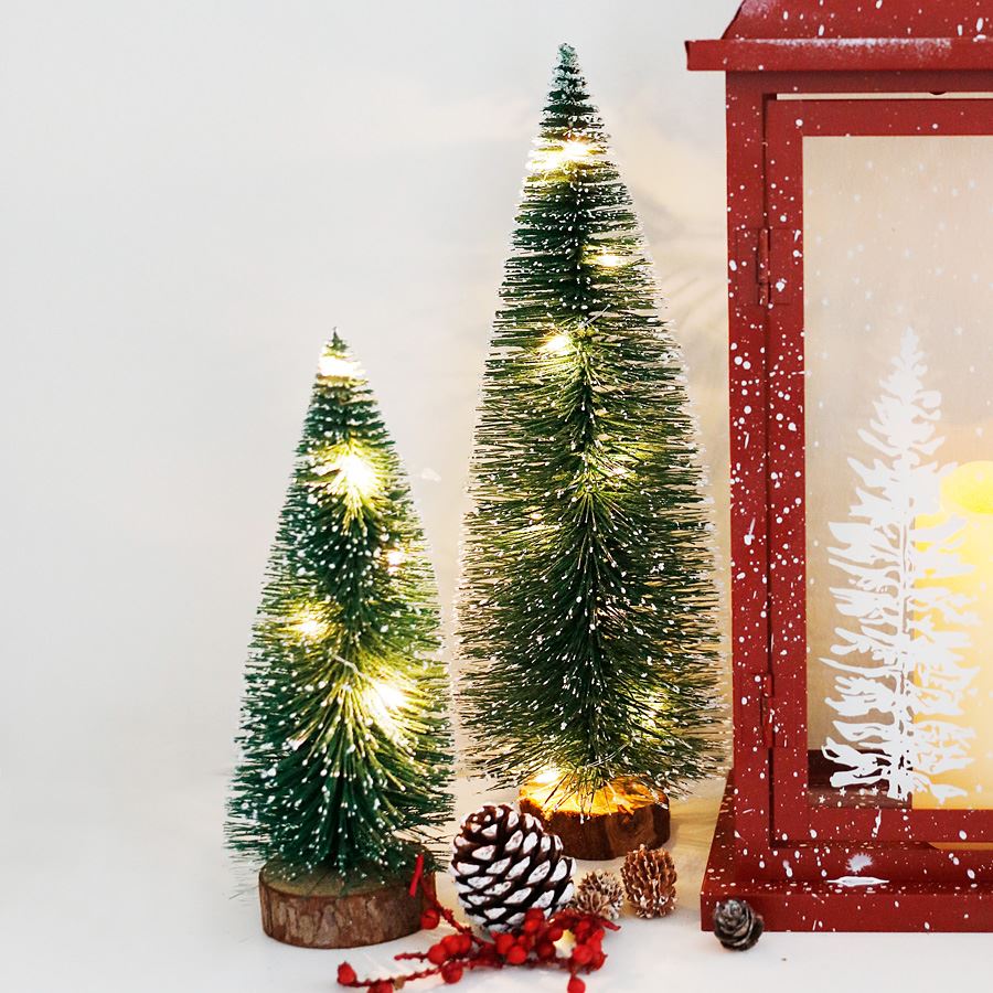 Deko-Tannenbaum 21cm beschneit mit 5 LEDs Warmweiß