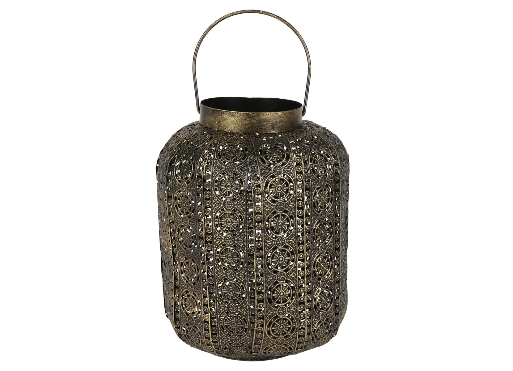 Metall-Laterne Oriental 18x25cm Antik Gold-Schwarz