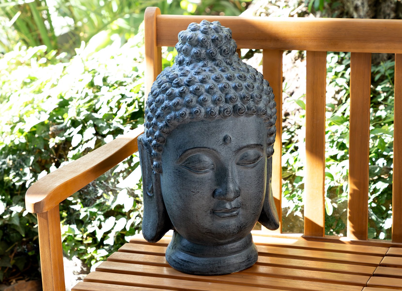 Buddha Deko-Kopf groß 29,5x47cm Anthrazit