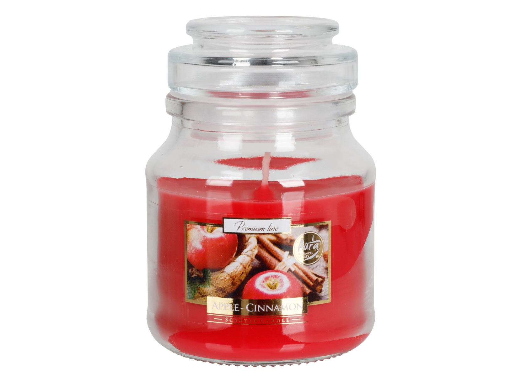 Duftkerze im Glas mit Aromadeckel 120g Apfel-Zimt