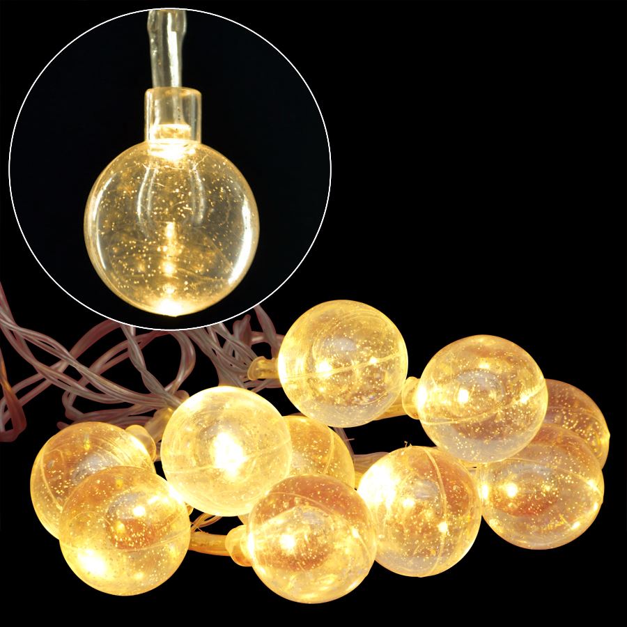 LED-Lichterkette mit Glitzerkugeln
