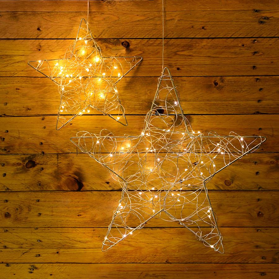 LED-Drahtstern mit Timer 50cm