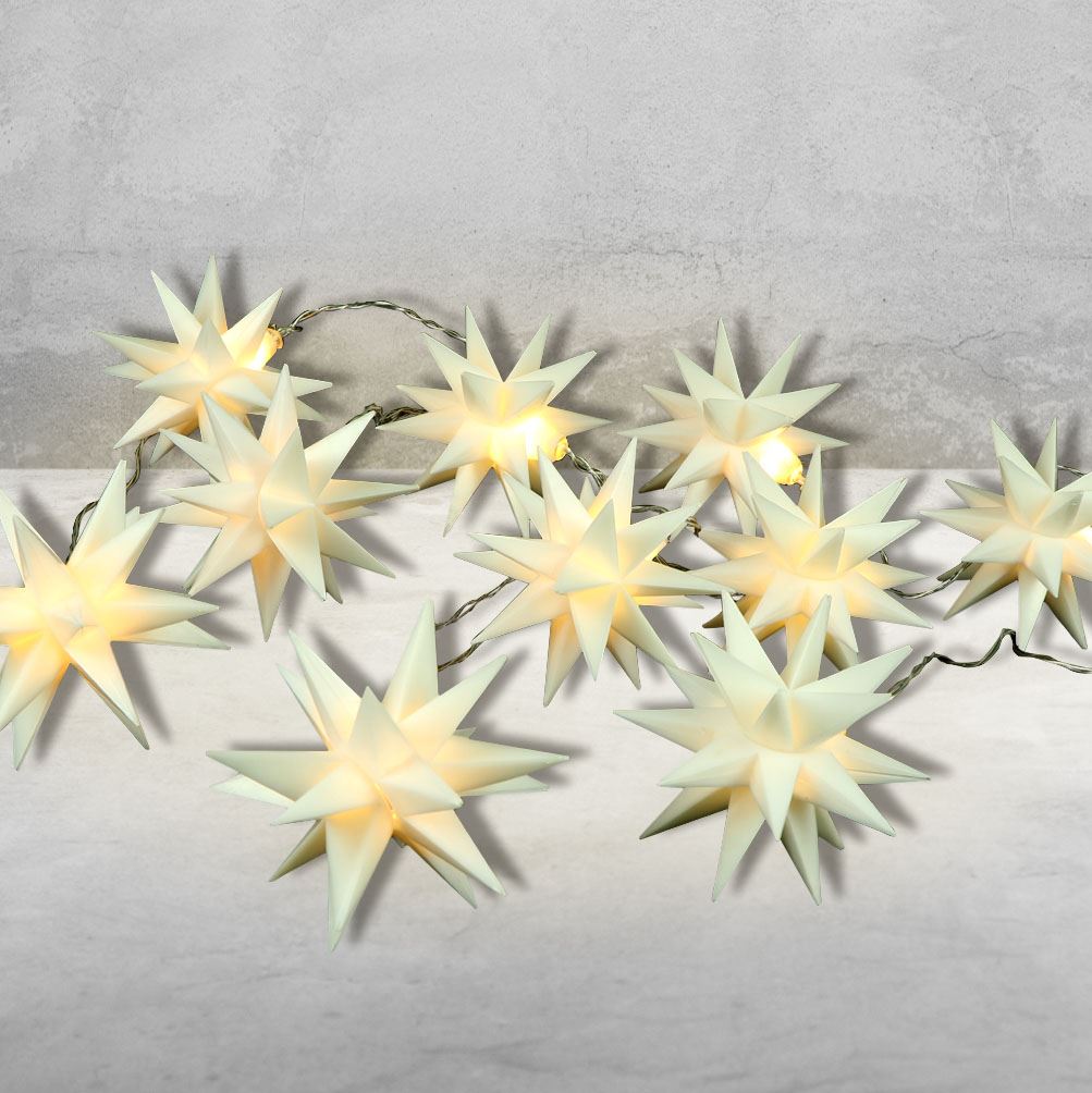 Weihnachts-Lichterkette 3D-Sterne mit 10 LED Warmweiß