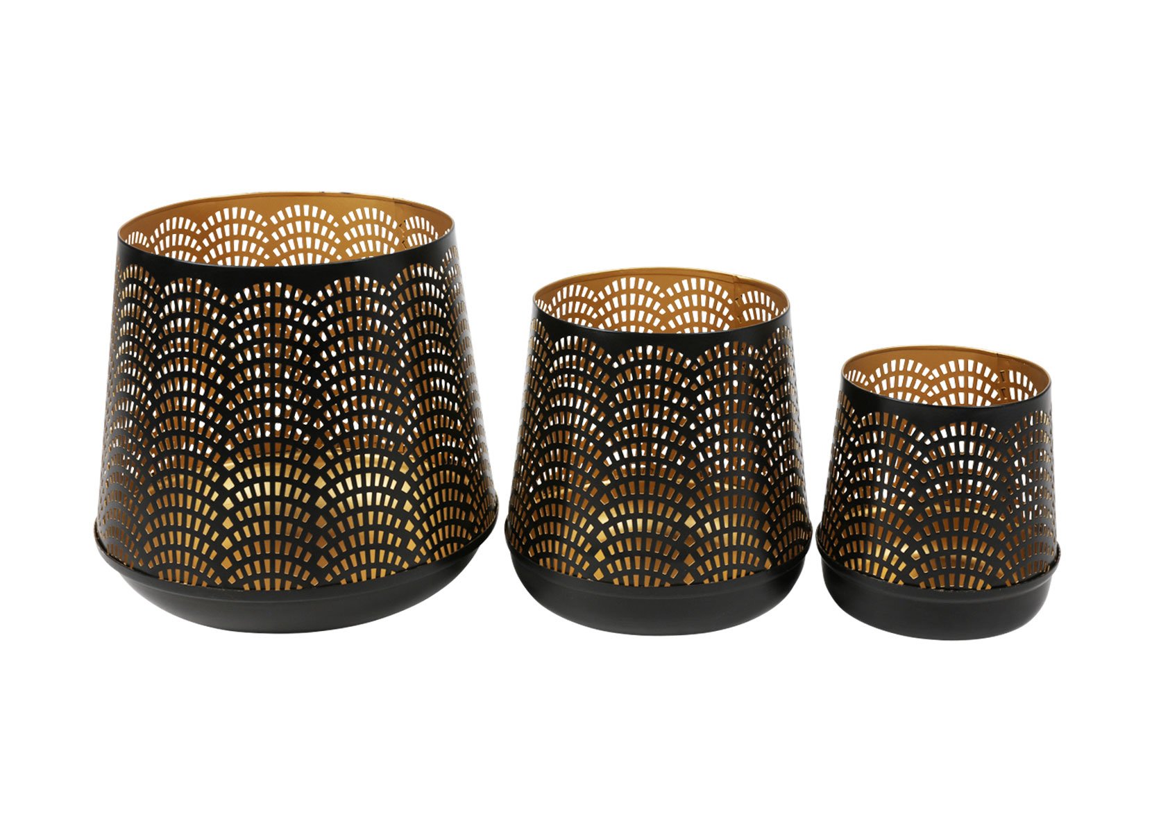 Metall-Windlichter 3er-Set Schwarz