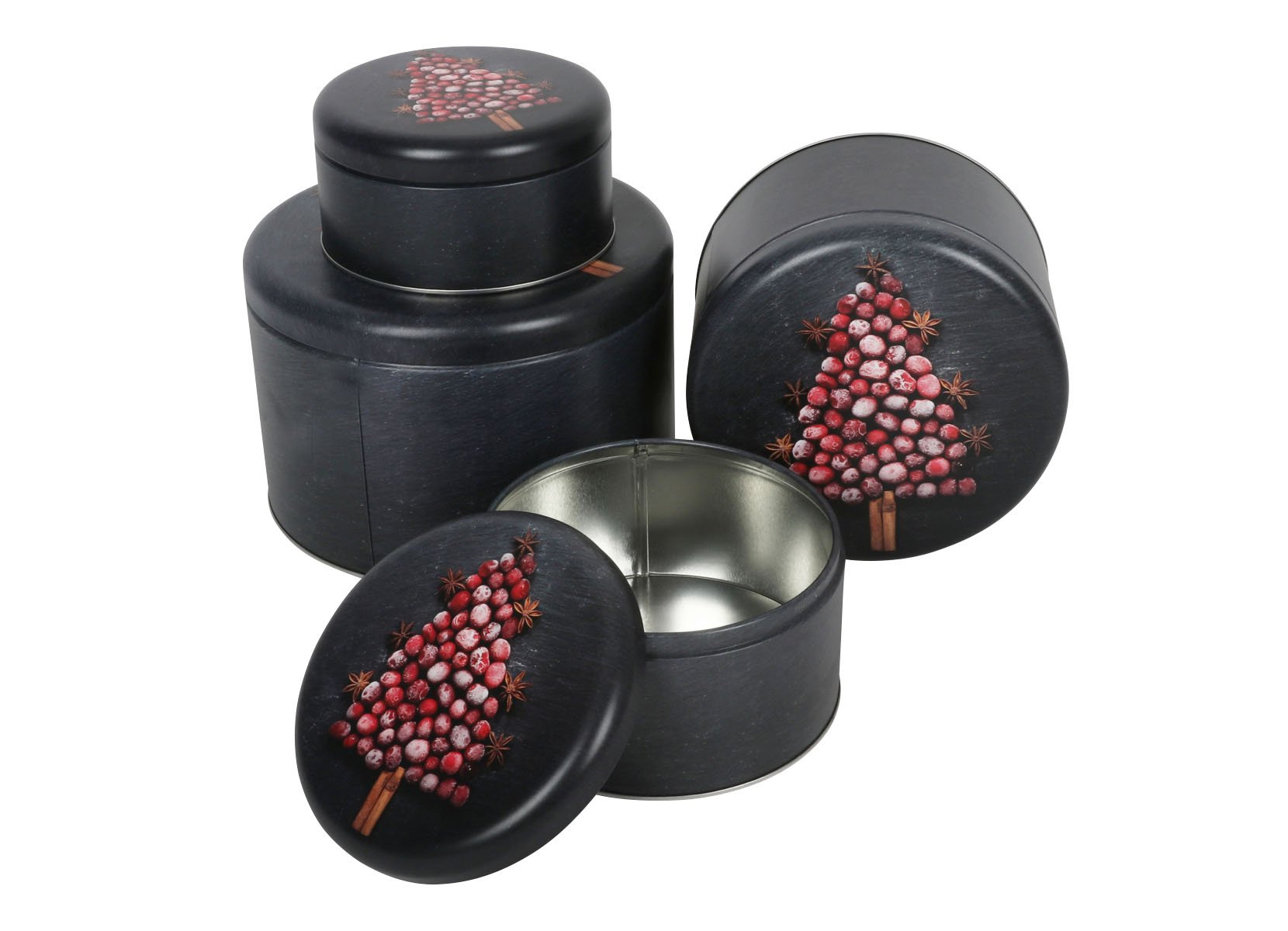 Weihnachts-Metalldosen-Set rund 4-teilig