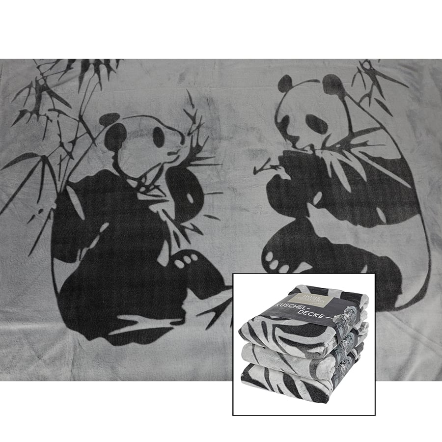 Flanell-Kuscheldecke mit Panda-Print 150x200cm