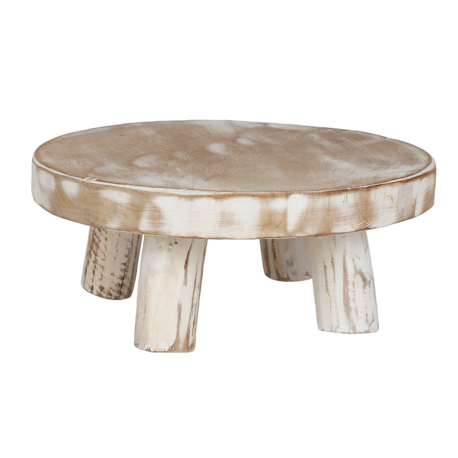Deko-Untersetzer aus Holz mit Füßen 20x8cm Weiß