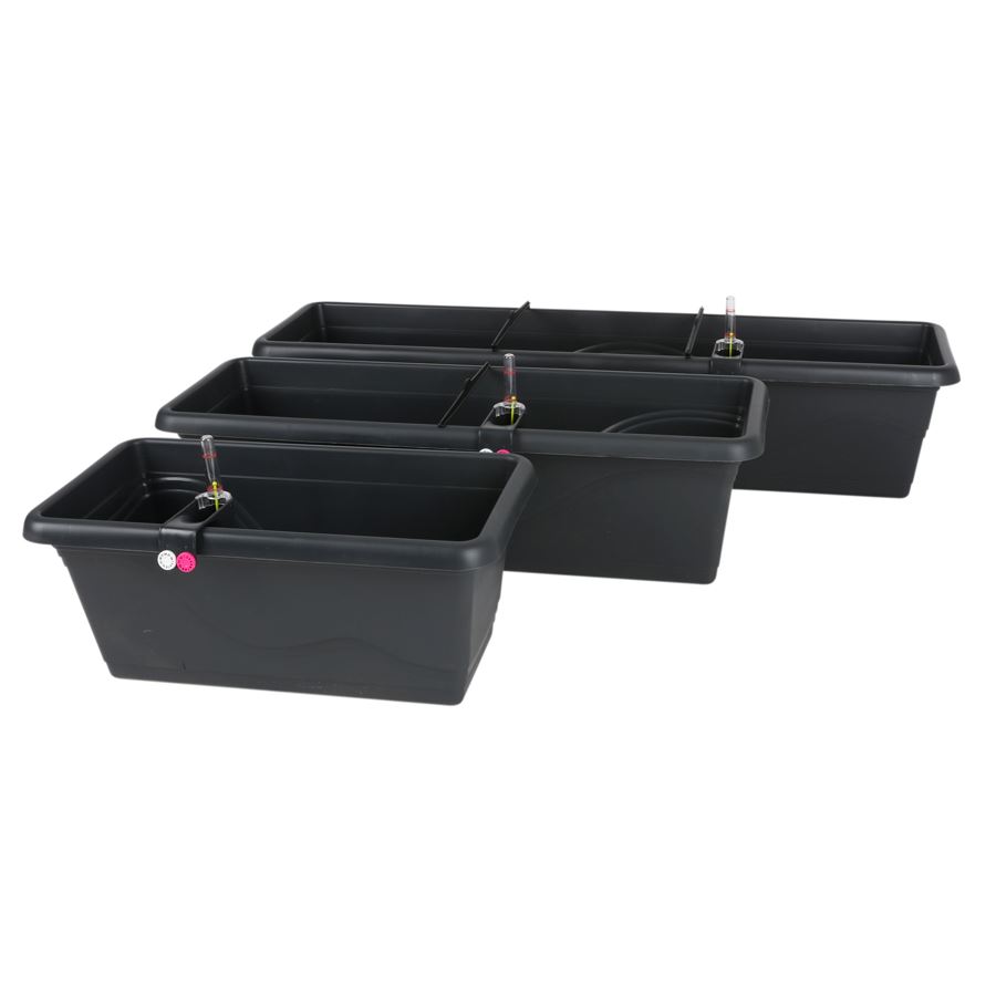 Blumenkasten Extra Line mit Bewässerungssystem 59x16,5x20,5cm Anthrazit