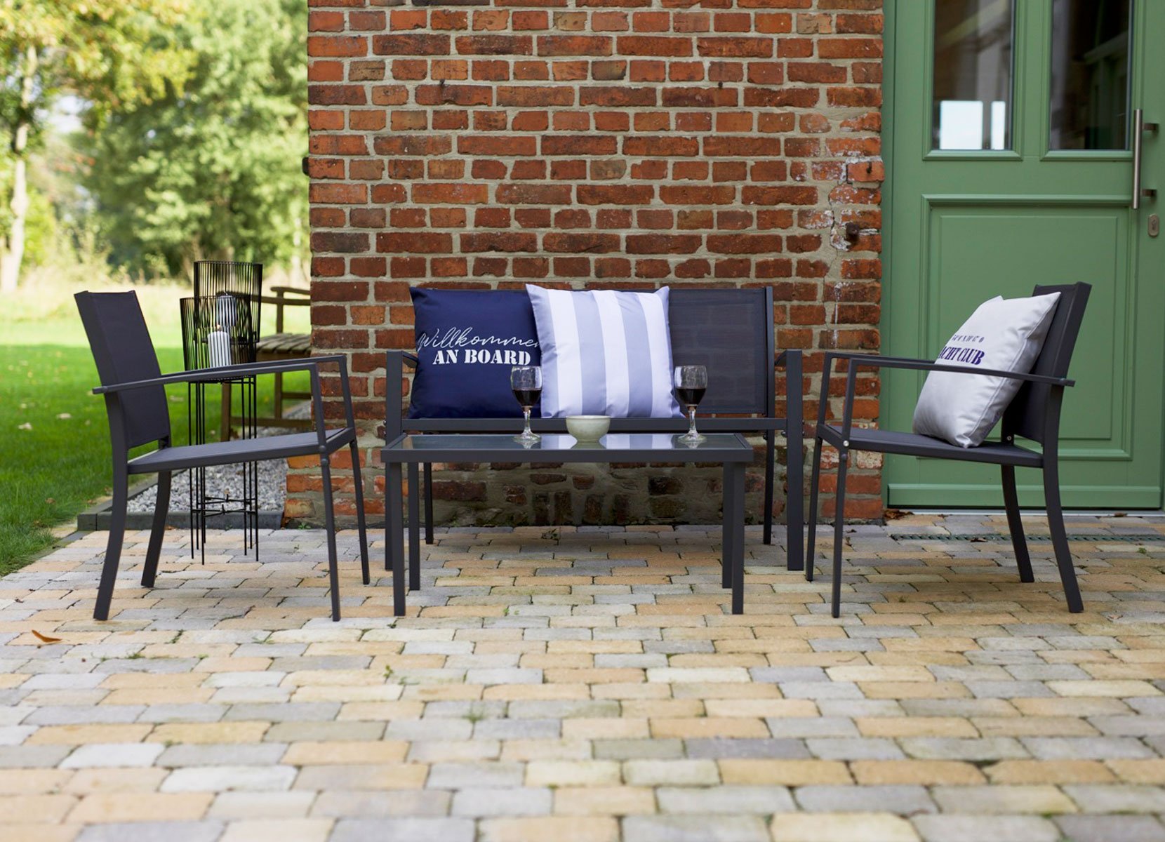 Loungeset Marie mit Glastisch 4-teilig