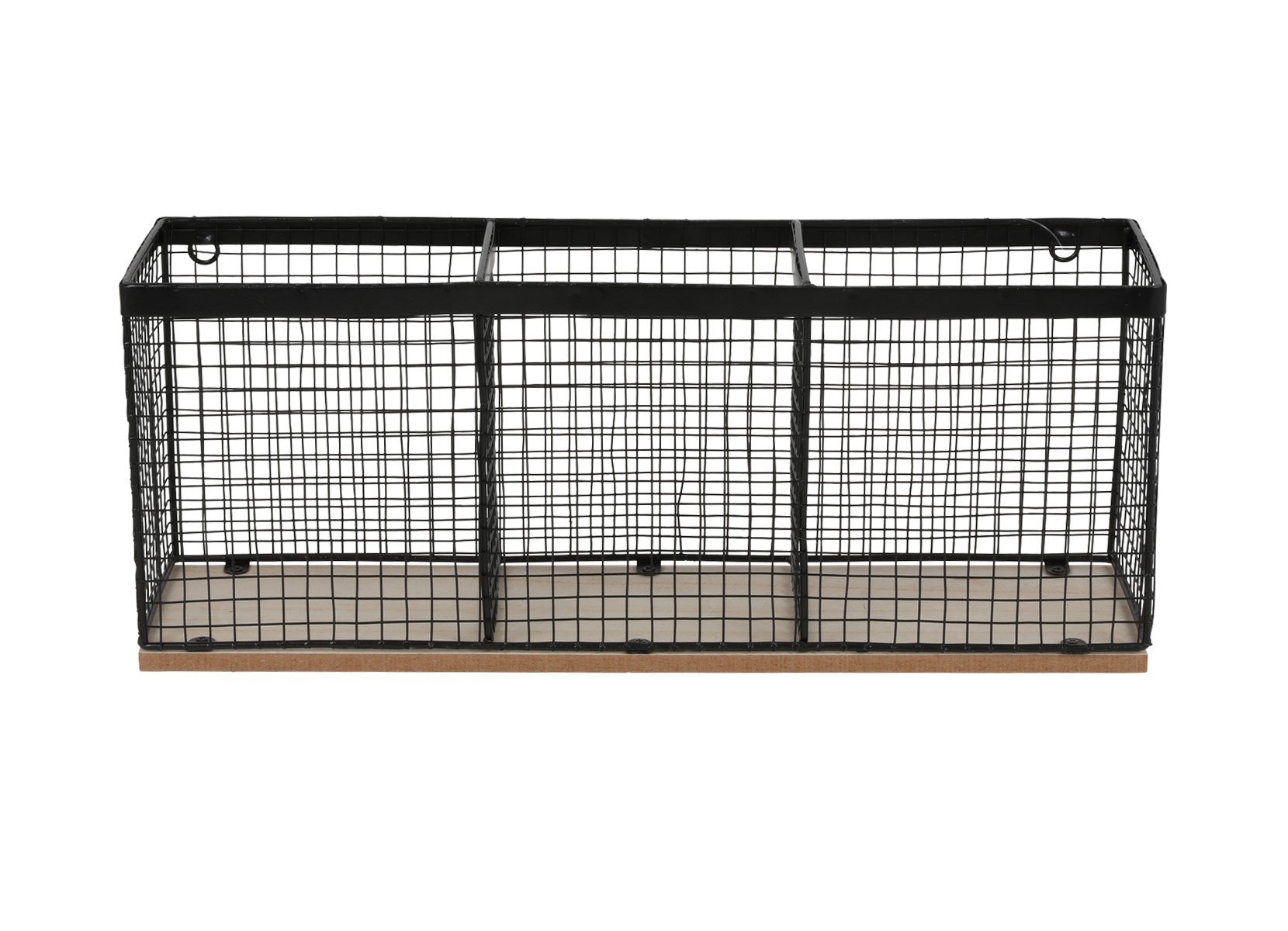 Gitterdraht-Regal mit 3 Körben 40x10,5x16cm Schwarz