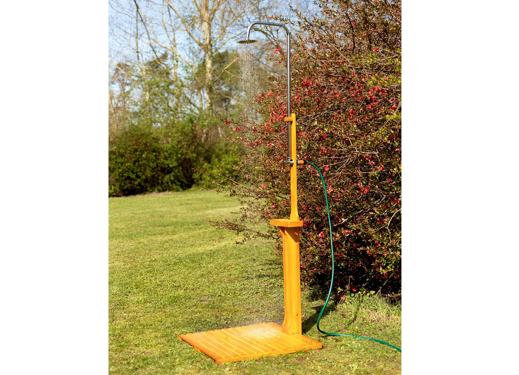 Gartendusche aus geöltem Kiefernholz 75x75x220cm