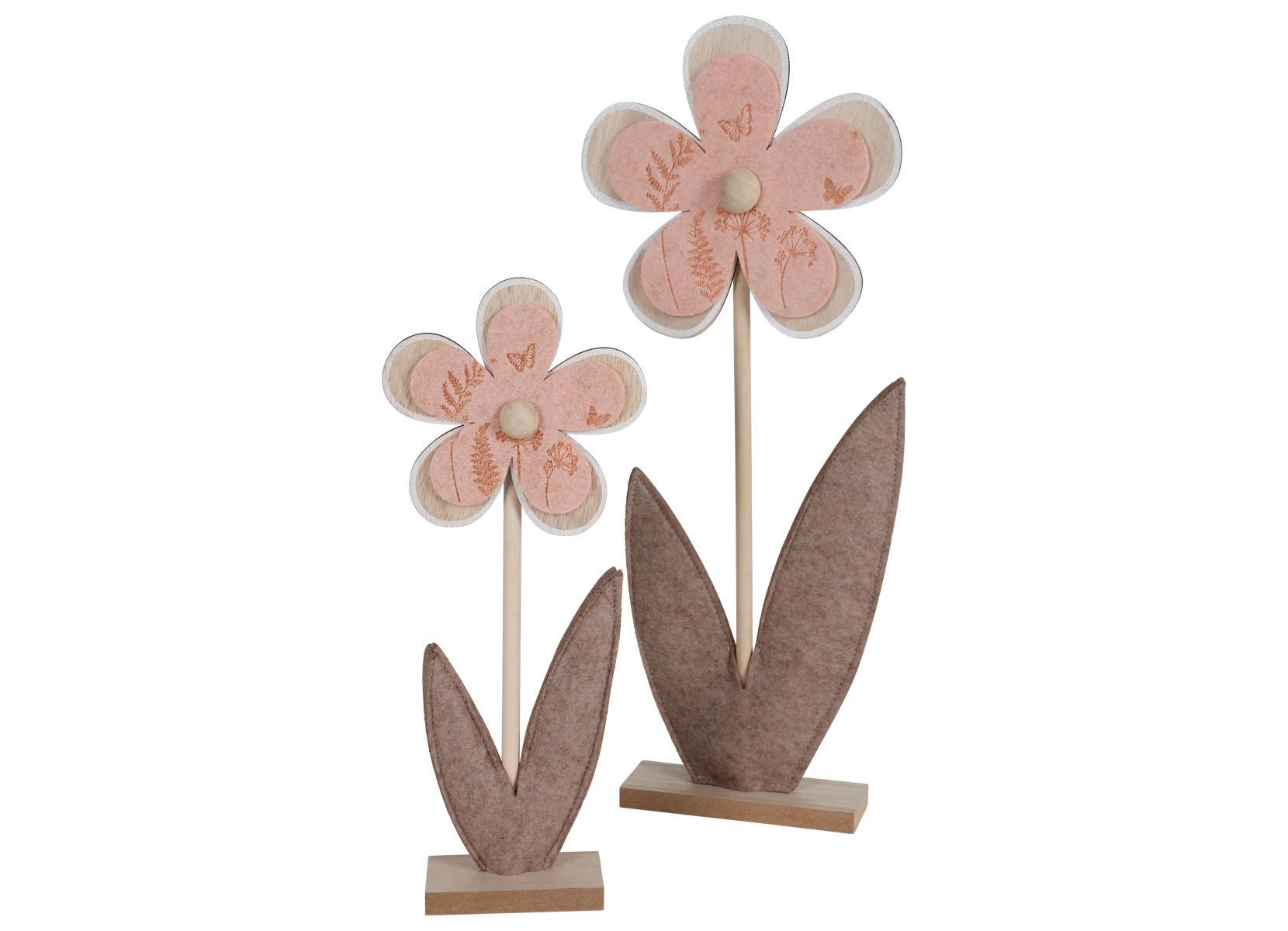 Deko-Blume aus Filz und Holz 2er-Set