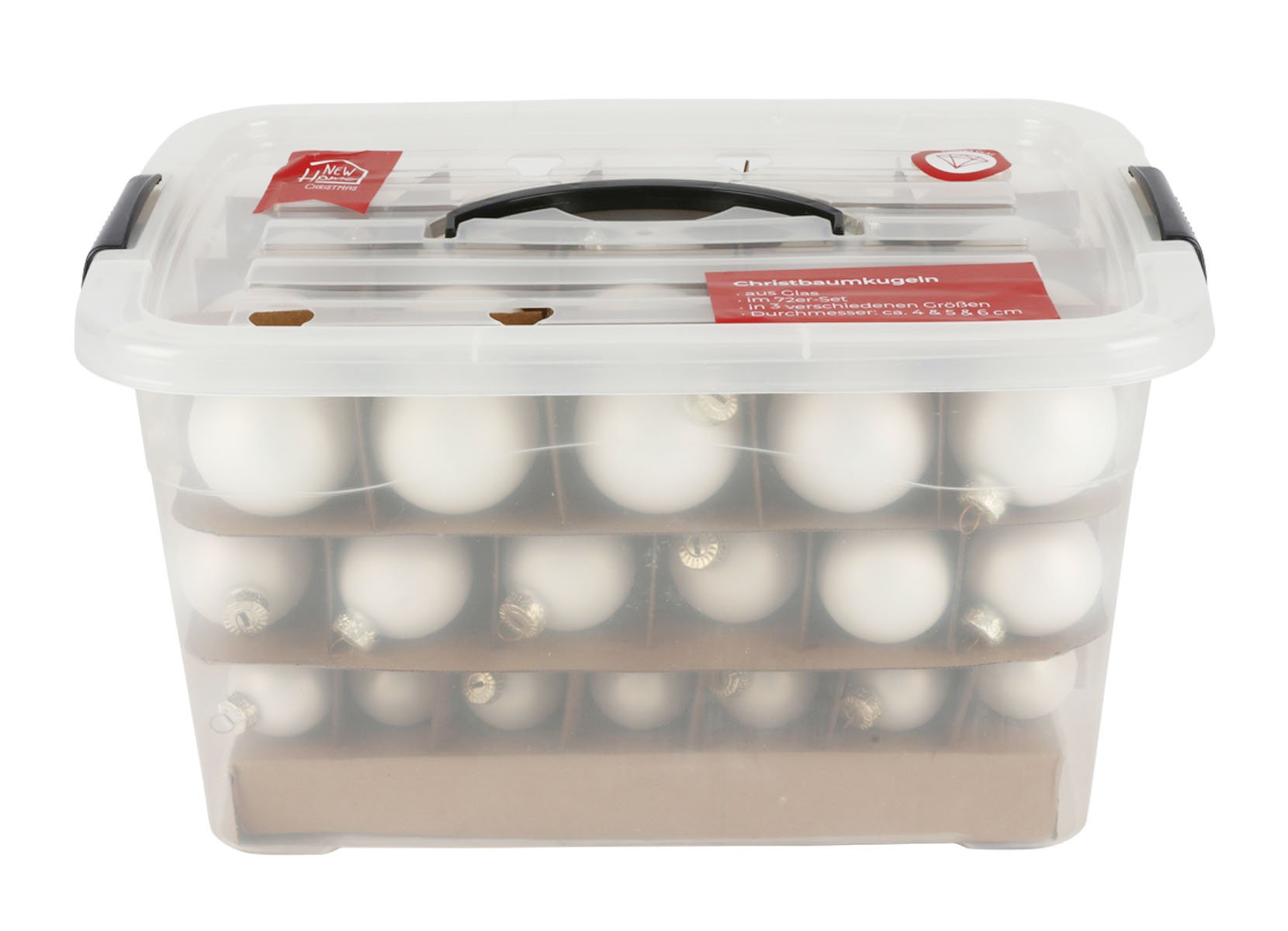 Weihnachtskugel-Set aus Glas 72-teilig Creme