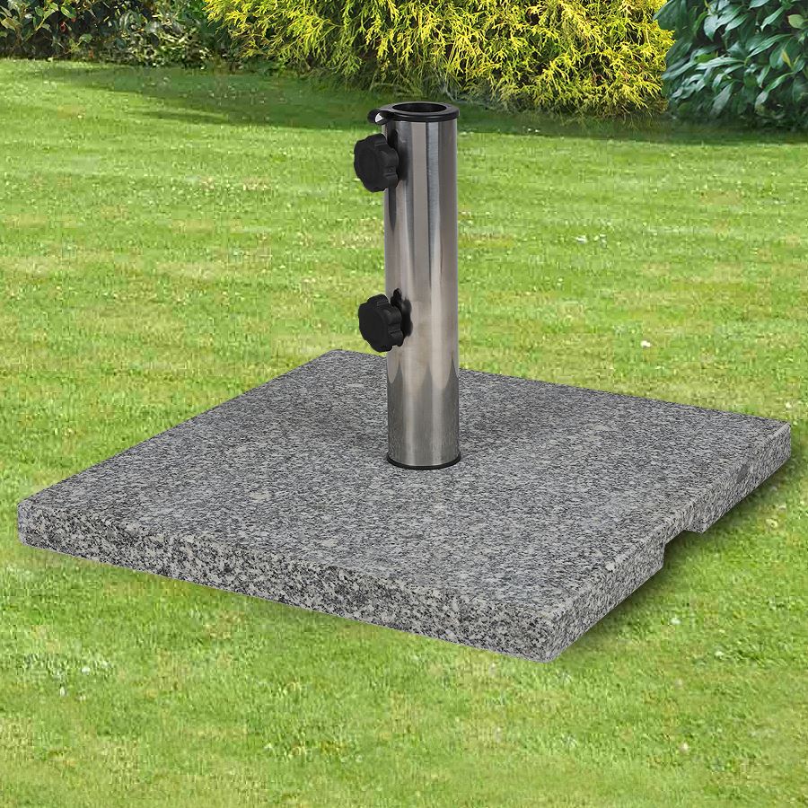 Granit-Sonnenschirmständer eckig 20kg, poliertes Granit, Gewicht: 20kg
