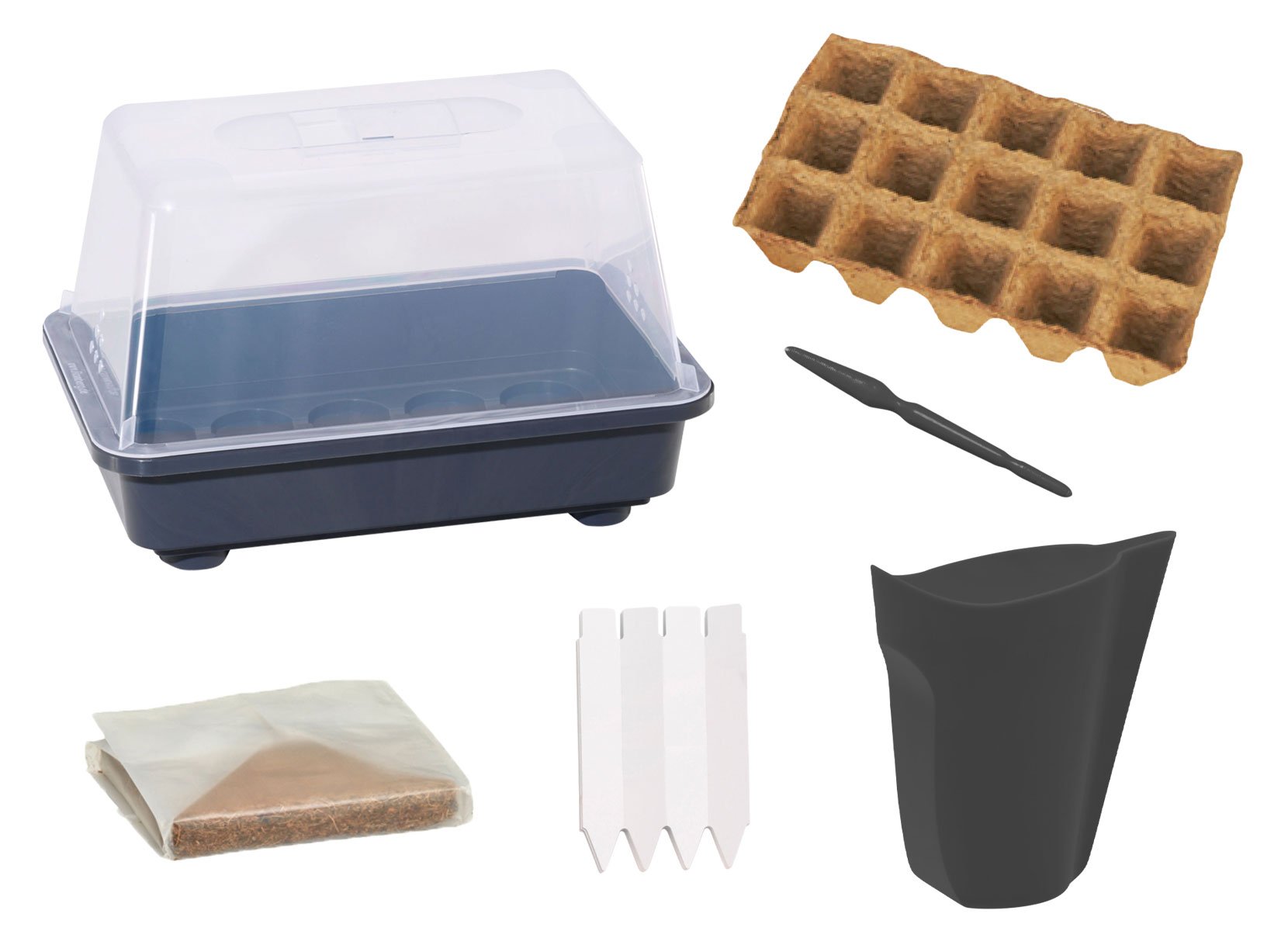Anzucht-Starter-Set mit Pop-Up-Erde und Zubehör 29x18,5x19cm