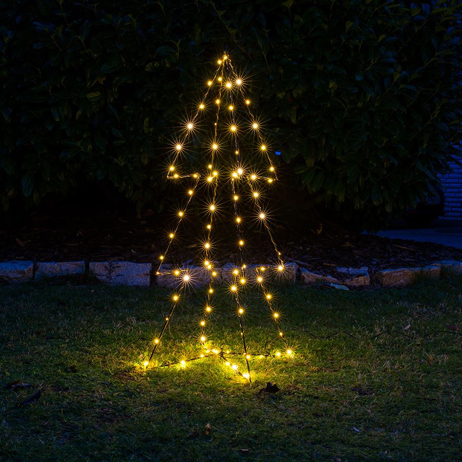 3D-Drahtbaum mit 90 warmweißen LEDs Schwarz