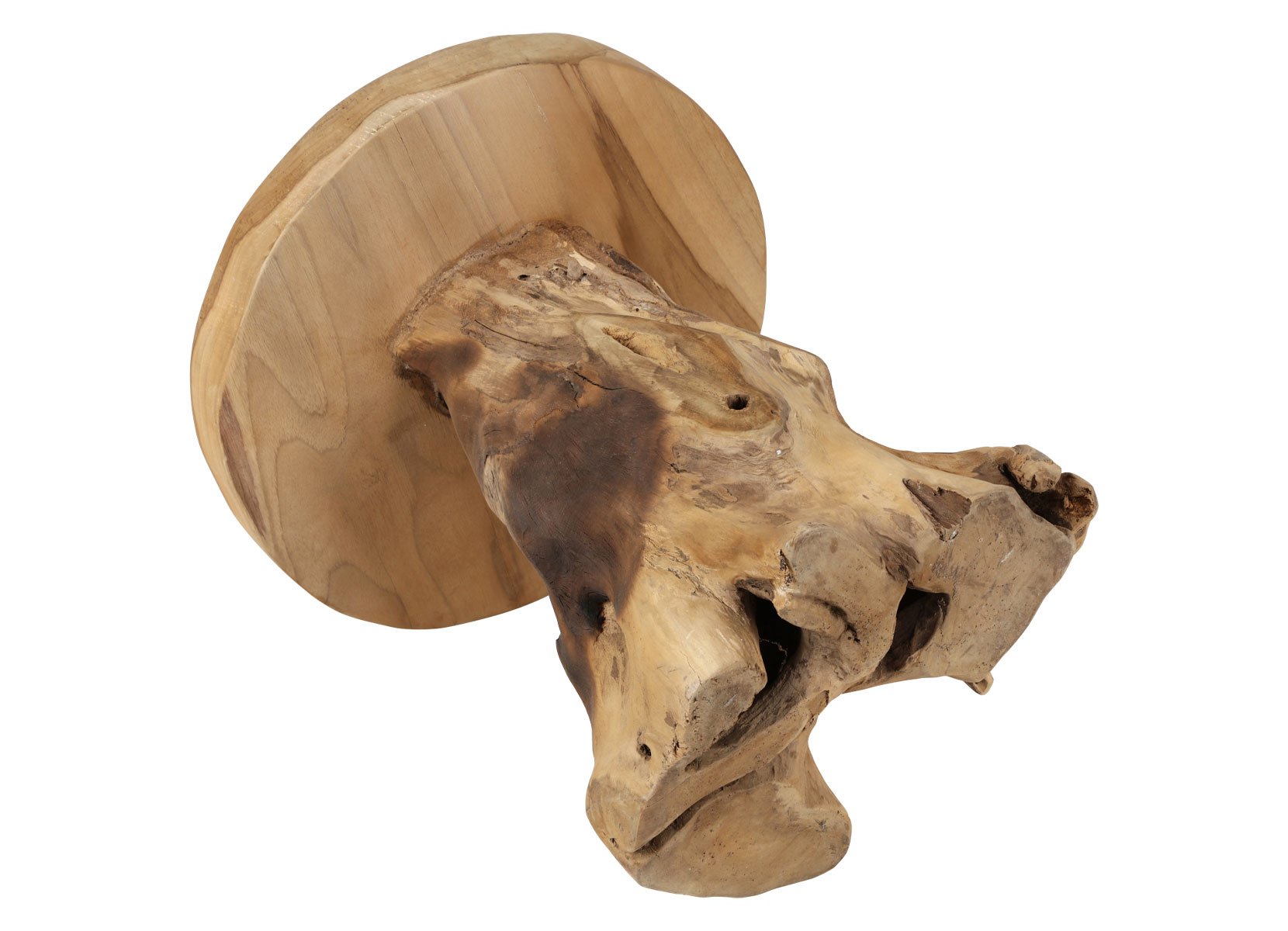 Runder Beistelltisch aus massivem Teakholz 40x45cm