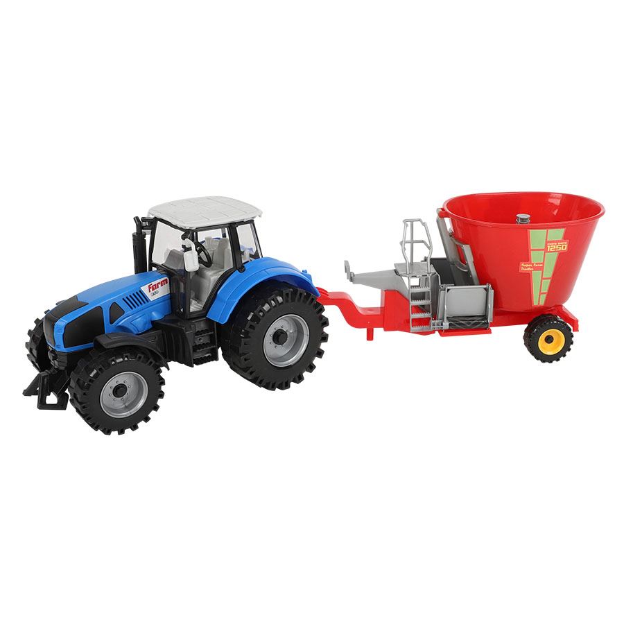 Bauernhof-Spielset Traktor mit Stroh-Häcksler