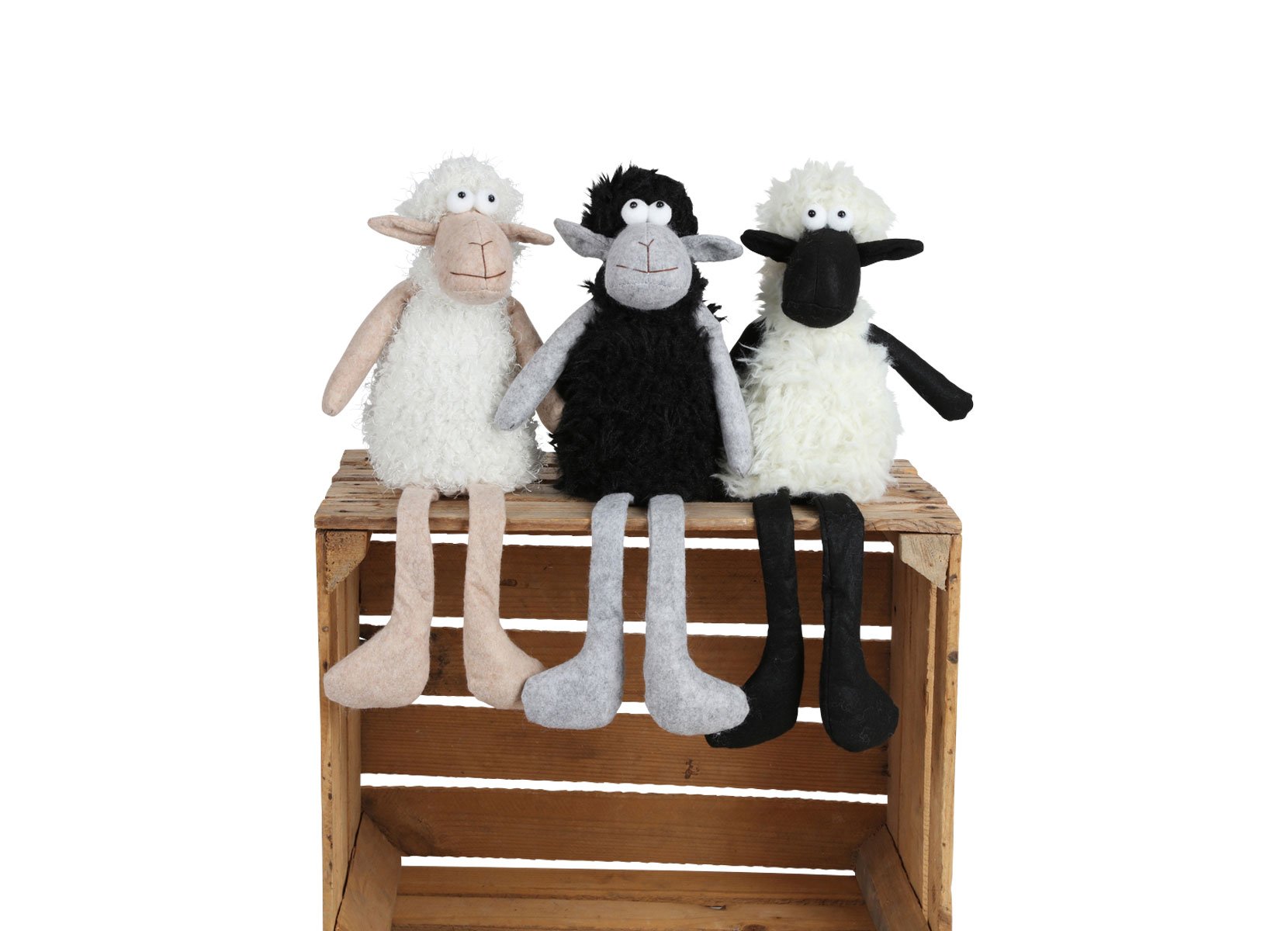 Deko-Schaf Kantenhocker 48cm Grau/Schwarz