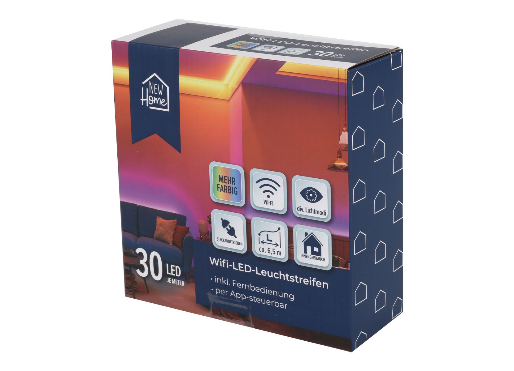 WiFi-LED-Leuchtstreifen mit App und Fernbedienung 30 LEDs pro Meter 5m Multicolor