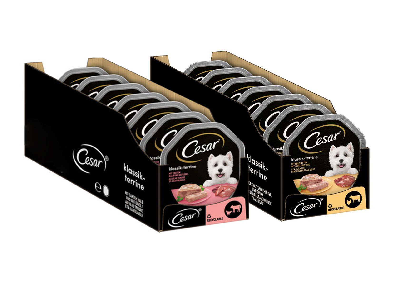 Cesar Klassik-Terrine 14x150g Schale 2 verschiedene Sorten