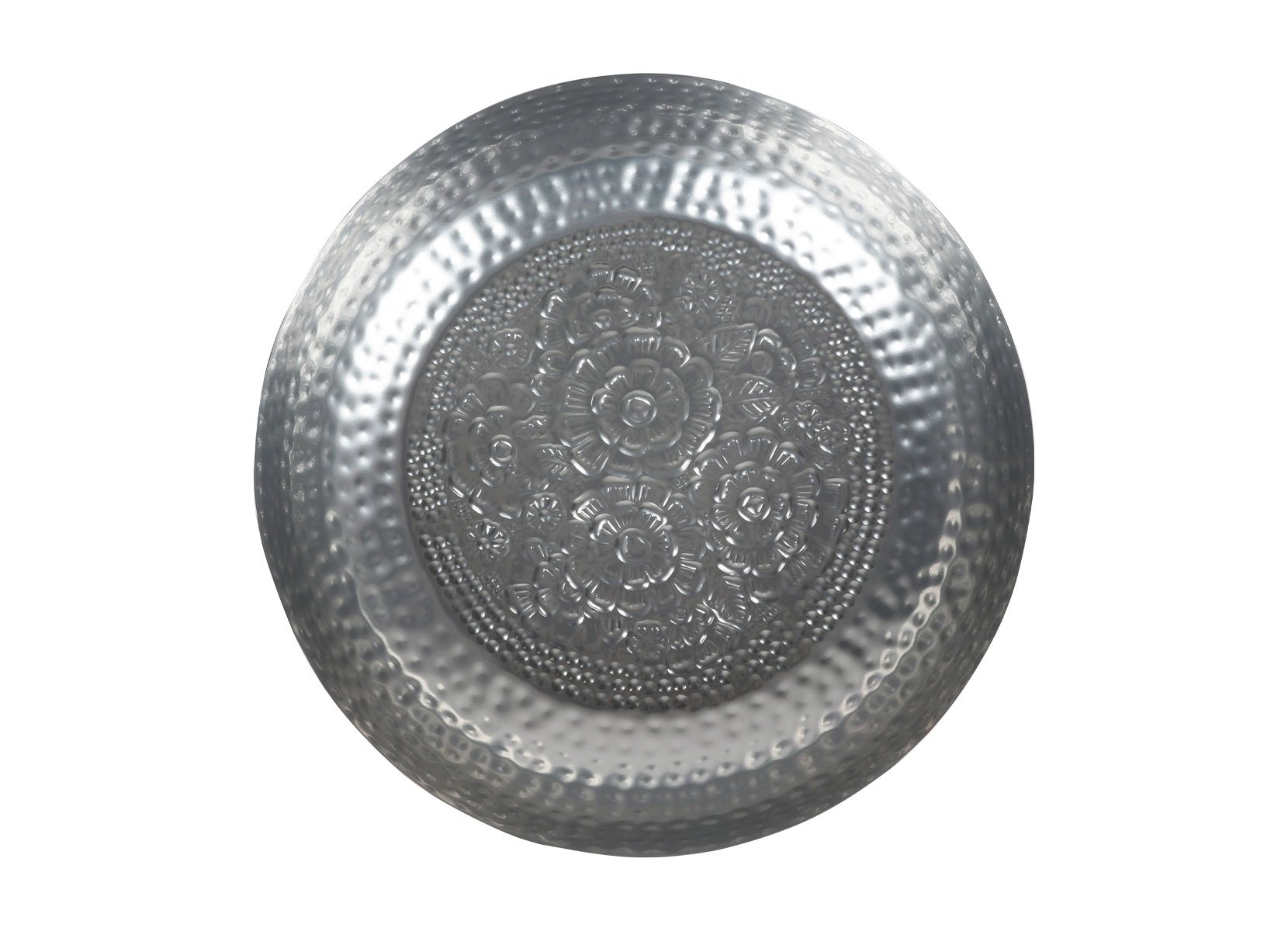 Deko-Metallschale mit Hammerschlagoptik 37x10cm Silber