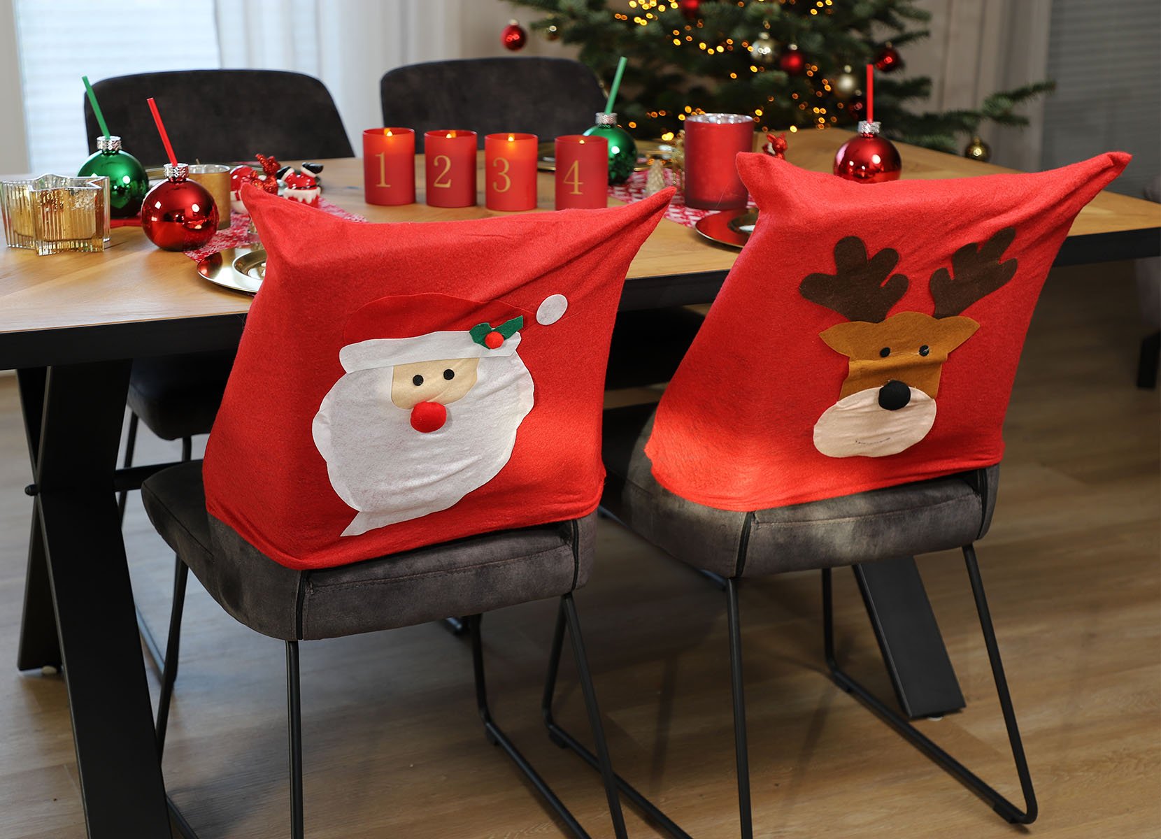Weihnachtliche Stuhlhusse mit Motiv 48x50cm