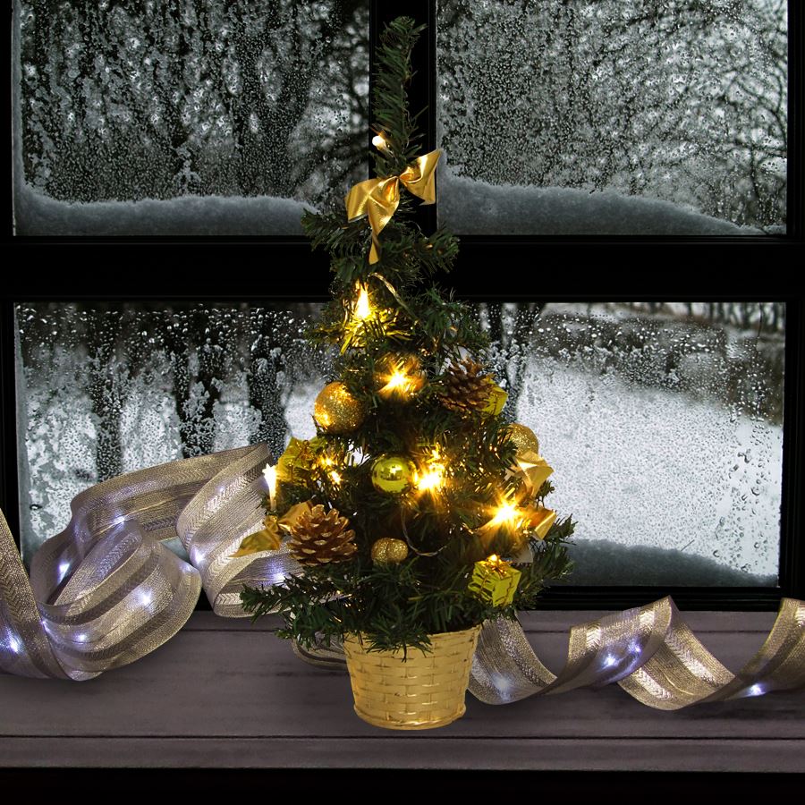 LED-Weihnachtsbaum im Topf 45cm Gold